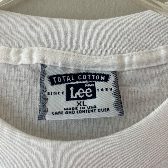 Lee Vintage Sz XL 90s Cotton Cartoon White Crew Neck Tee Shirt NEW Pullover - Picture 3 of 6
